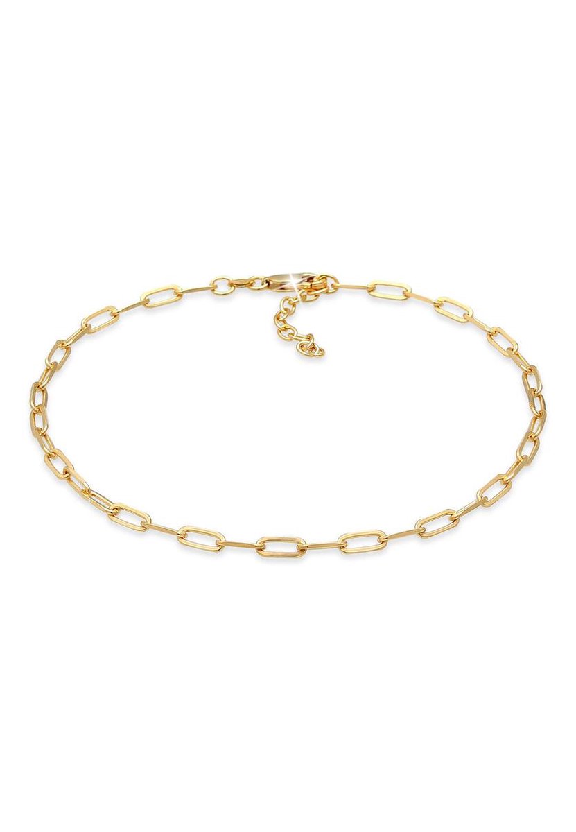 Elli - Enkelbanden - Dames Schakel Ketting Ovaal Basic Zomer Trend Verstelbaar in 925 Sterling Zilver Verguld - Dames