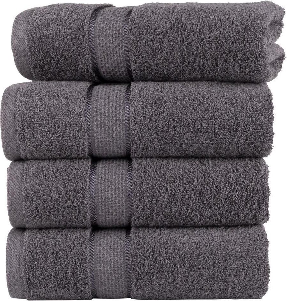 Homéé handdoek Ruche antraciet 50x100 cm gekamde katoen 550g. m² 4 stuks