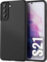 Siliconen back cover case - Geschikt voor Samsung Galaxy S21 - TPU hoesje zwart