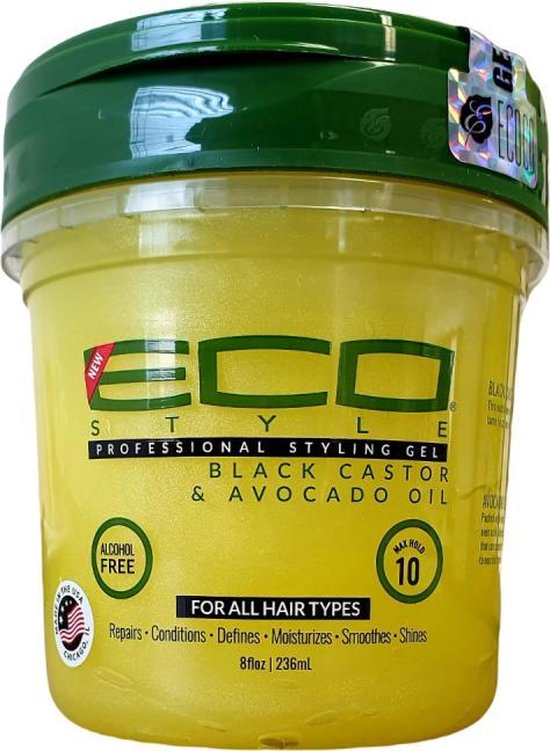 Eco Style Styling Gel Black Castor Oil And Avocado Oil 8 Oz Bol 8852