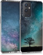 kwmobile hoesje voor OnePlus 9 Pro - Smartphonehoesje in blauw / grijs / zwart - Sterrenstelsel en Boom design