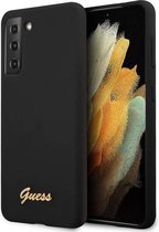 Guess Silicone Retro Back Cover - Geschikt voor Samsung Galaxy S21 Plus - Zwart