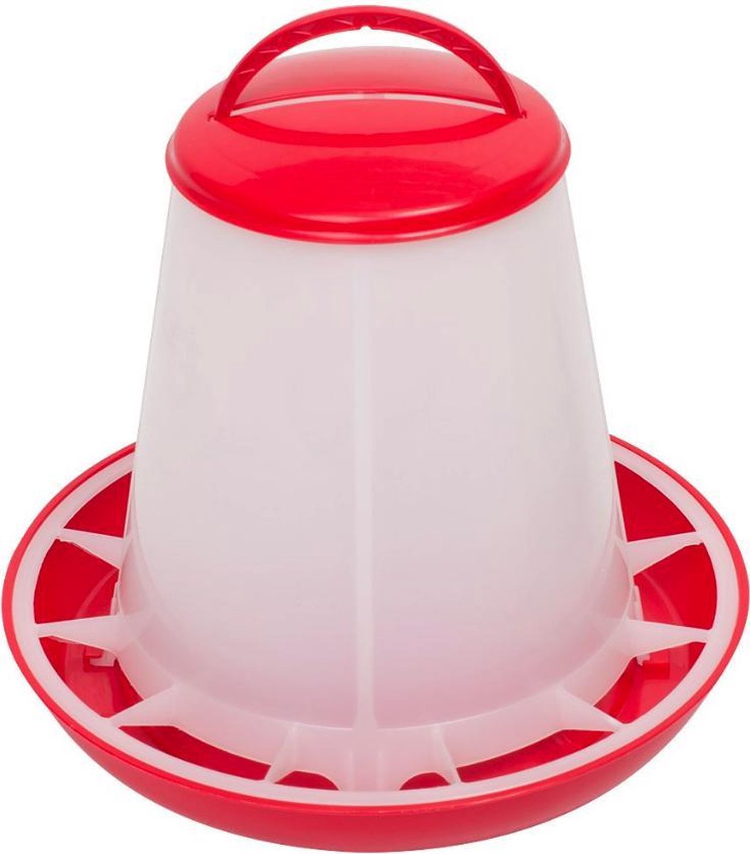 Voersilo - 1kg - Rood/wit - Voor Klein Pluimvee