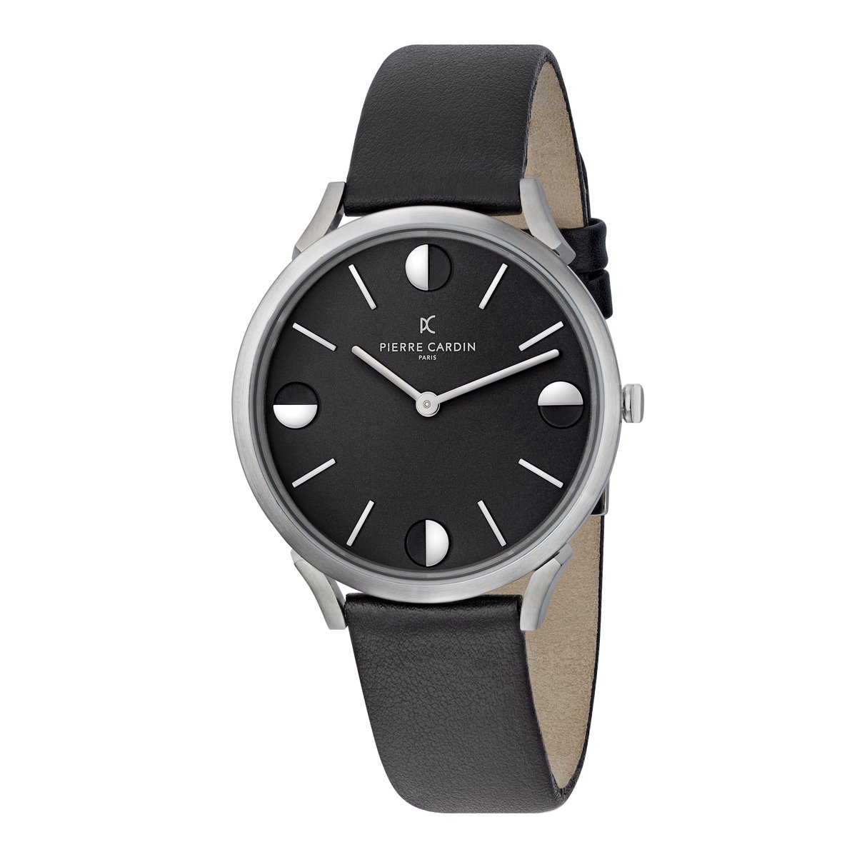 Pierre Cardin Pigalle Half Moon CPI.2010 Horloge - Leer - Zwart - Ø 40 mm