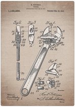 Wandbord: Patent Engelse Sleutel uit 1915! - 30 x 42 cm