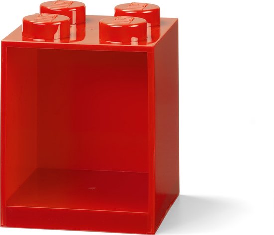 LEGO Iconic Brick Boekenplank - 4 Noppen - Rood
