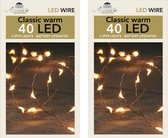 Set van 6x stuks draadverlichting lichtsnoer met 40 lampjes warm wit 200 cm - Lichtdraden/lichtsnoeren - kerstverlichting