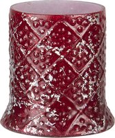 Clayre & Eef Glazen Theelichthouder Ø 6*7 cm Rood Glas Rond Waxinelichthouder Windlichthouder