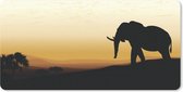Muismat Olifant zonsondergang illustratie - Een illustratie van een Afrikaanse olifant met zonsondergang muismat rubber - 27x18 cm - Muismat met foto