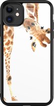 iPhone 11 hoesje glas - Giraffe - Hard Case - Zwart - Backcover - Giraffe - Bruin