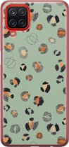 Samsung Galaxy A12 hoesje siliconen - Luipaard baby leo - Soft Case Telefoonhoesje - Luipaardprint - Blauw