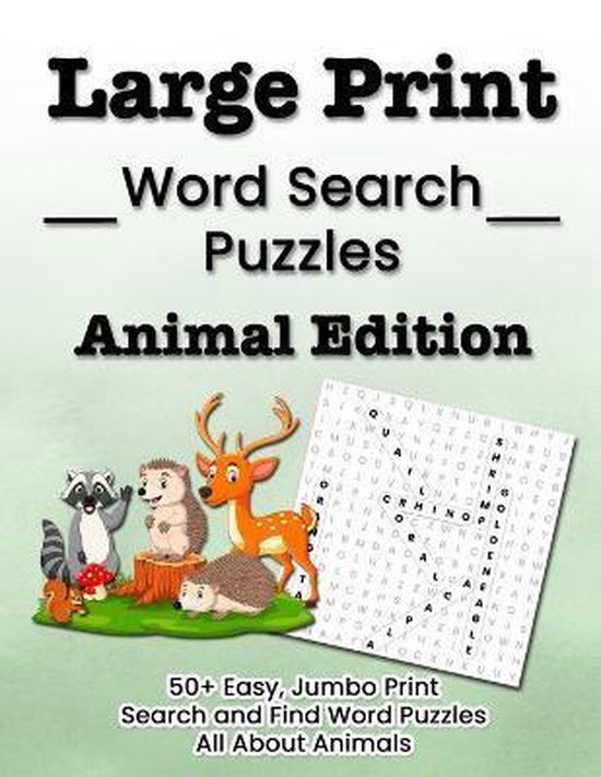 Large Print Word Search Puzzles Animal Edition, Puzzitivity Press ...