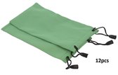 Brillenhoes - Zakje voor Zonnebril - Set 12 Stuks - 9x18 cm - Groen