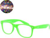 Spacebril - Space Bril - Caleidoscoop Bril - Kaleidoscoop Bril - Diffractie Bril - Festival Bril - Groen