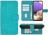 Samsung Galaxy A22 5G Hoesje - 5G - Bookcase - Pu Leder Wallet Book Case Turquoise Cover
