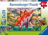 Ravensburger puzzel Wilde oertijddieren - Twee puzzels - 24 stukjes - kinderpuzzel