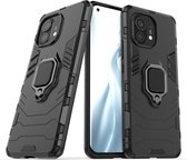 Xiaomi Mi 11 hoesje - MobyDefend Dubbelgelaagde Pantsercase Met Standaard - Zwart - GSM Hoesje - Telefoonhoesje Geschikt Voor: Xiaomi Mi 11