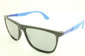 Zonnebril met zwart blauw montuur en grijse spiegelglas. B - 39100. Gepolariseerd