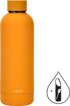 ZaCia Drinkfles Oranje incl. Drinkfleshoes en Schoonmaakspons - Thermosfles Waterfles - Roestvrij Staal RVS - 500ML