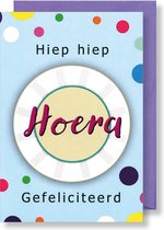 6x dubbele wenskaart met envelop - Gefeliciteerd - Hiep Hiep Hoera - 11,5 x 17 cm-