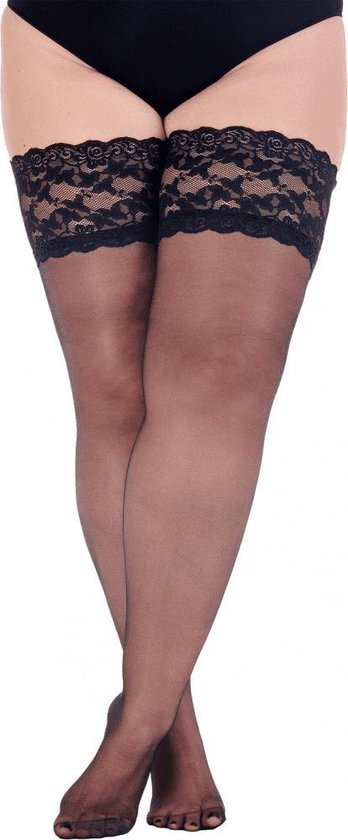 Foto: Pretty polly hold up kousen curves breed kanten boord hold ups stay ups grote maten plus size 20 den 2xl zwart