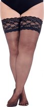 Pretty Polly Hold Up Kousen - Curves - Breed - Kanten Boord - Hold Ups - Stay Ups - Grote Maten - Plus Size - 20 Den. - 2XL - Zwart