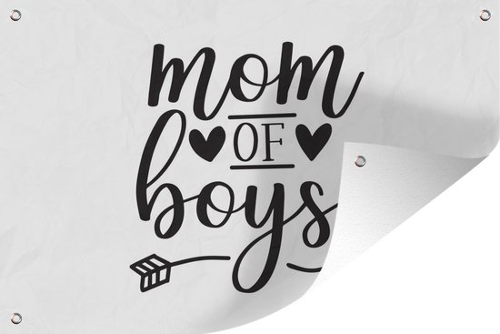 Citation de la fête des mères `` maman des garçons '' sur fond blanc affiche de jardin 90x60 cm