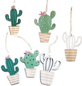 Cactushangers | 6 Stuks | Hout | Zomerdecoratie | Geschenkverpakking