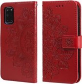 Voor OPPO A52/A72 4G/A92 7-bloemblaadje Bloemen Embossing Patroon Horizontale Flip PU Lederen Case met Houder & Kaartsleuven & Portemonnee & Fotolijst (Rood)