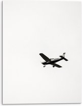 Acrylglas - Zwart/Wit Vliegtuigje in de Lucht - 30x40cm Foto op Acrylglas (Wanddecoratie op Acrylglas)