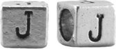 Letterkraal vierkant metaal 7 x 6 mm, letter J, 9 st