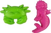 Zand speelgoed - Zeemeermin & Krab - Roze / Groen - Kunststof - l 16 cm - 2 delig