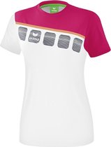 Erima Teamline 5-C T-Shirt Dames Wit-Love Rose-Peach Maat 34
