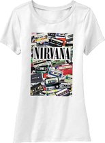 Nirvana Dames Tshirt -L- Cassettes Wit