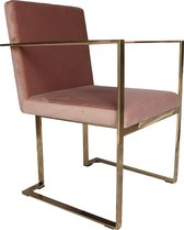 OHNO Furniture Kansas Eetkamerstoel - Stoel, Fluweel, Roze, Goud