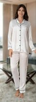 Satijn Dames Pyjamaset Witte Maat M