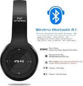P47 draadloze stereo hoofdtelefoon ,  4-in-1 multi-functionele stereo Bluetooth headset, 3,5 mm Jack ingang-Zwart