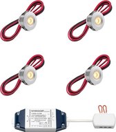 LED inbouwspot Pals bas inclusief trafo - inbouwspots / downlights / plafondspots / led spot / 3W / dimbaar / warm wit / rond / 230V / IP44 / - set van 4 stuks