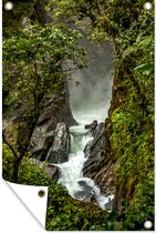 Muurdecoratie Waterval in het tropisch regenwoud - 120x180 cm - Tuinposter - Tuindoek - Buitenposter