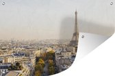 Tuinposters buiten Uitzicht over Parijs en de Eiffeltoren - 90x60 cm - Tuindoek - Buitenposter