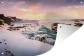 Ice formation at the Gullfoss waterfall in Iceland Garden poster 120x80 cm - Toile de jardin / Toile d'extérieur / Peintures pour l'extérieur (décoration de jardin)