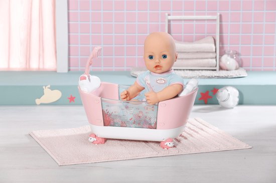 Baby Annabell pop in roze badje met onderwaterprint en schaapjes-pootjes.