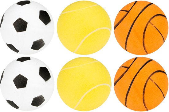 Balles de tennis de table Get & Go avec impression en tube - 6 pièces - Wit/ Oranje/ Jaune