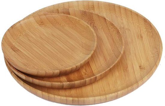 Bamboe borden bamboe platen houten bord van milieuvriendelijk bamboe hout  3-delige set | bol.com