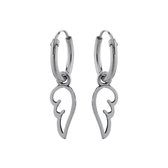 Zilveren oorbellen | Oorring met hanger | Zilveren oorringen, vleugel hanger