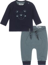 Dirkje Bio Basic SET(2delig) Groene Broek, Shirt met beertjes - Maat 80