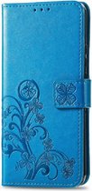 Klavertje vier blauw agenda wallet case hoesje Xiaomi Redmi Note 10 4G / Note 10S