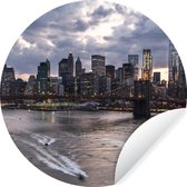 Couverture nuageuse sur New York Wall Circle Sticker papier peint ⌀ 120 cm / cercle papier peint / cercle mural / cercle vivant - auto-adhésif et coupe ronde