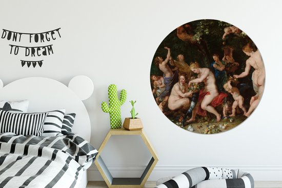 Nymphes remplissent la corne d'abondance - Peinture de Peter Paul Rubens Assiette en plastique de cercle mural