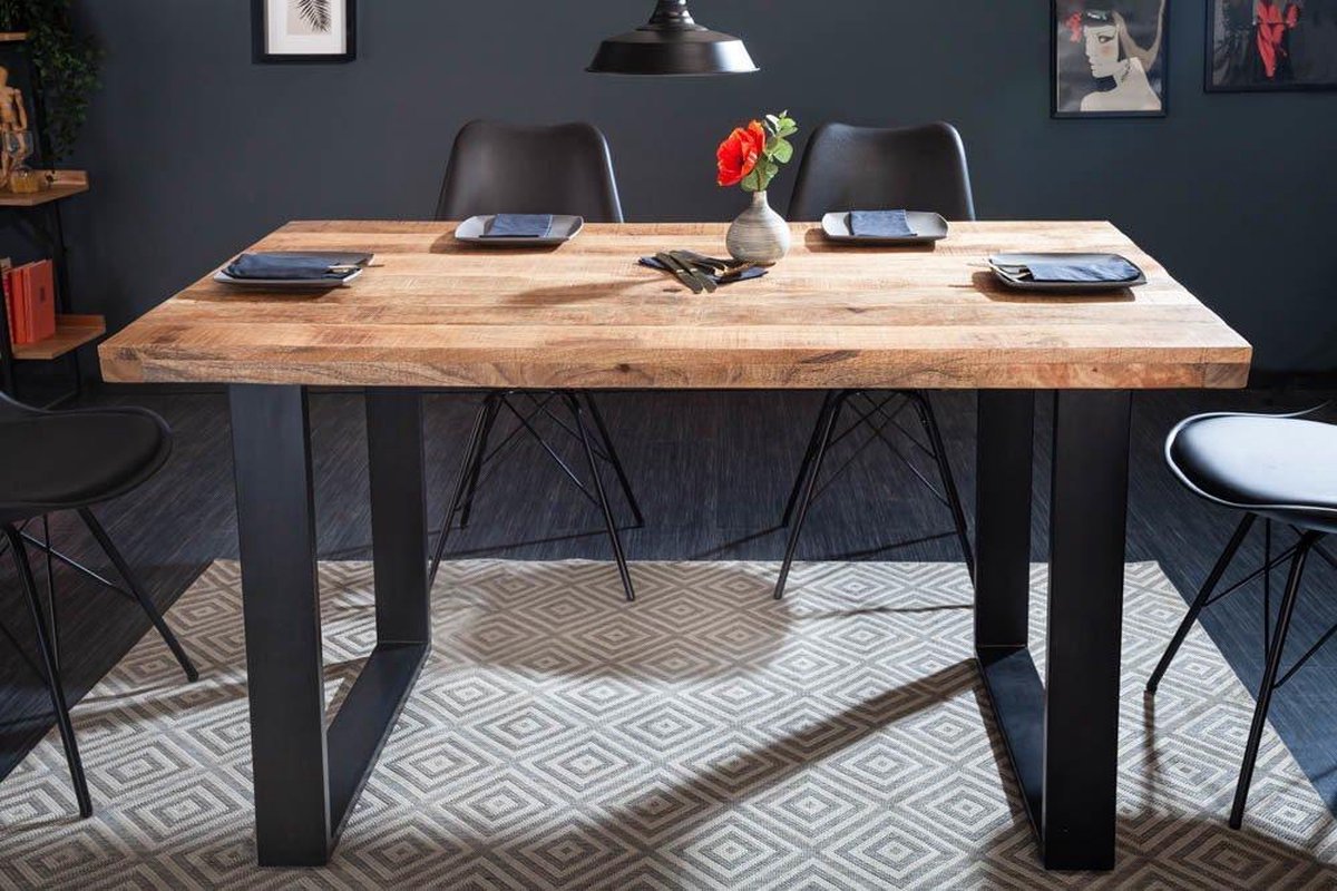 VASAGLE Table à manger de 4 personnes industriel, SANS TABOURET, 120 x 75 x  75 cm, Métallique Robuste, Rustique - Cdiscount Maison
